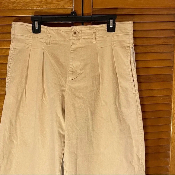 Maeve By Anthropologie Wide Leg Patch Pocket Tan Trouser Pants Women’s Size 12P - Picture 2 of 9